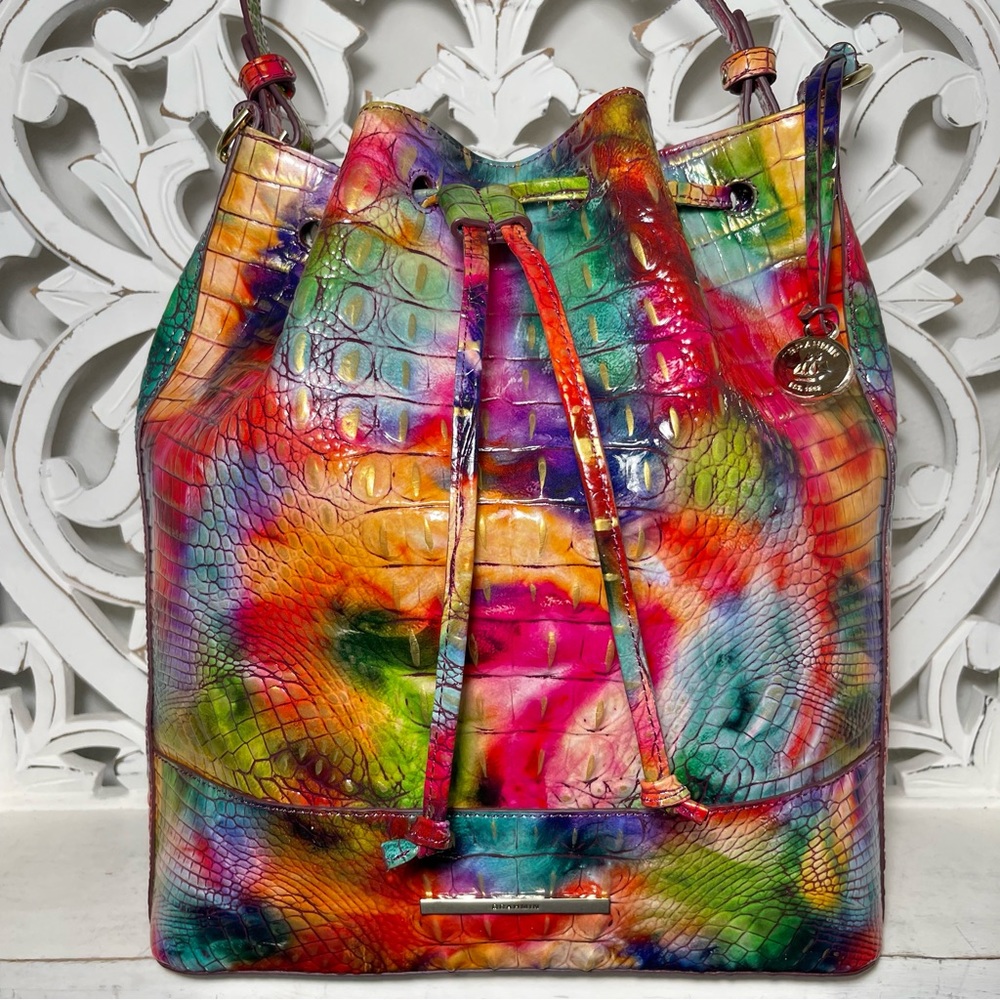 SOLD Brahmin Marlowe Bucket Bag Fallstruck Melbourne Leather - Picture 1 of 9